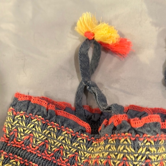 Cat & Jack - Navy Dress with Red Trim and pompom designed soulder straps - Picture 5 of 5